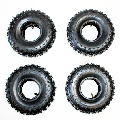 4 x 2-Ply 3.50/4.10-4 Tires + Tubes for 49cc Mini Quad Dirt Bike ATV
