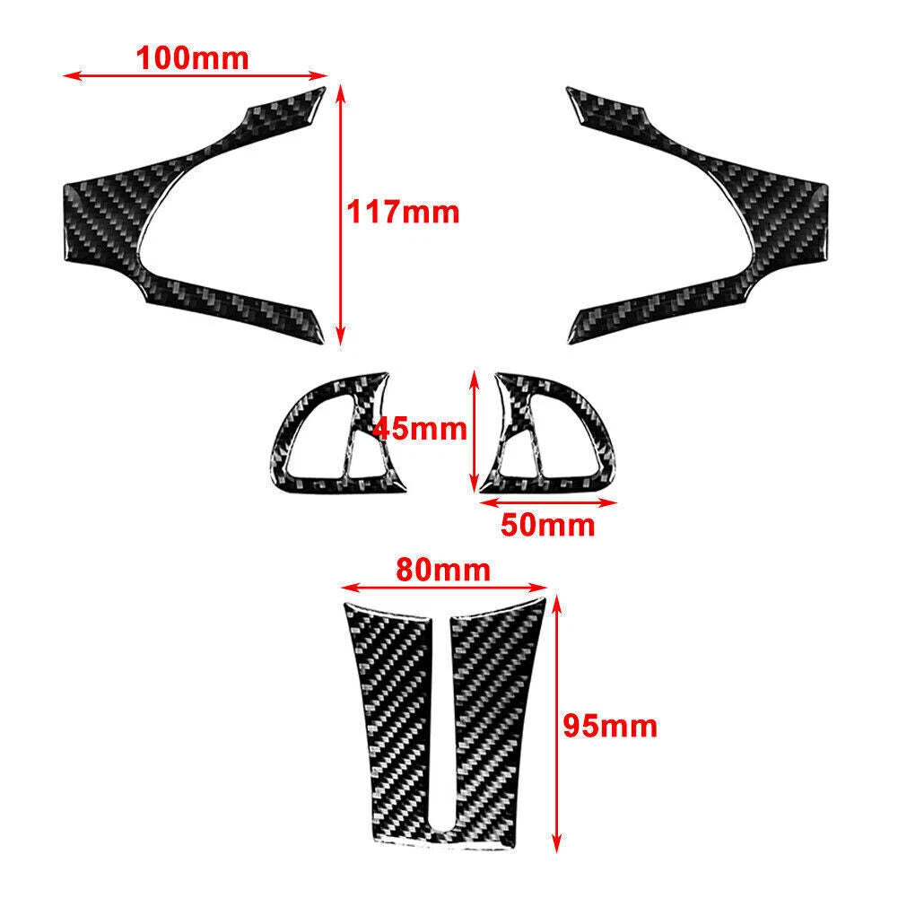 Steering Wheel Cover Trim Black Carbon Fiber for BMW Z4 (2003-2008) 5 Pcs