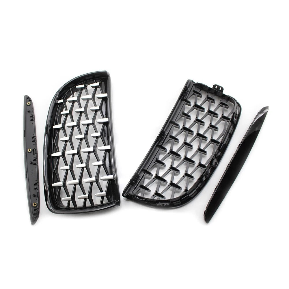 Front Frame & Chrome Grille for BMW E90 2005-2008 Black Pair