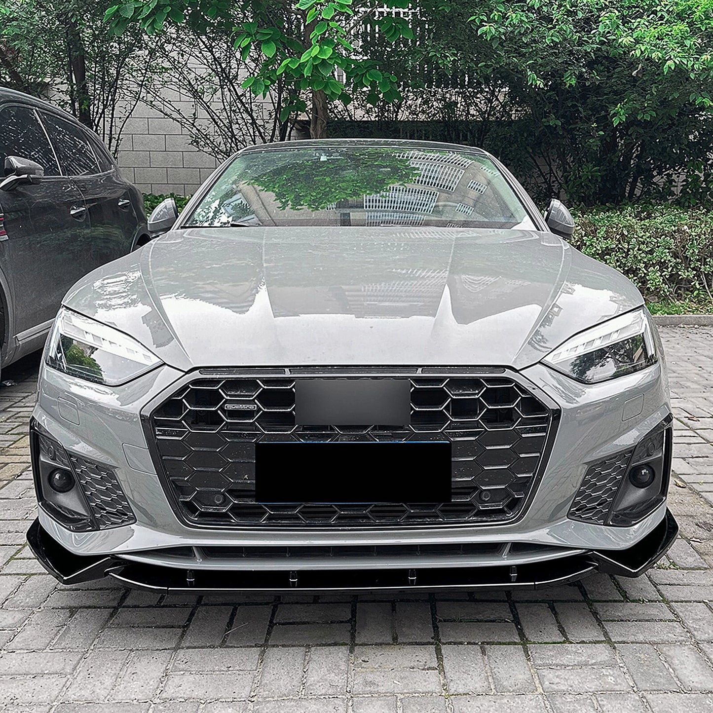 Gloss Black Front Bumper Spoiler Lip for Audi A5 Sline S5 (2021-2024)