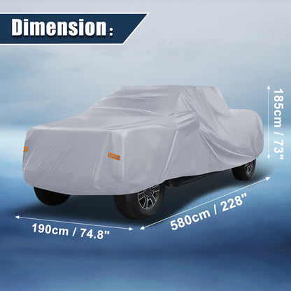 Pickup Truck Car Cover for Toyota Tacoma Crew Cab 4-Door 2005-2021 Gray