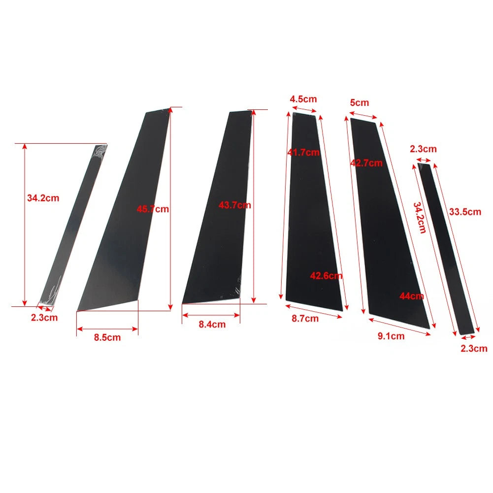6 x Car Door Window Column BC Pillar Post Trim for BMW 5 Series (2011-2017)