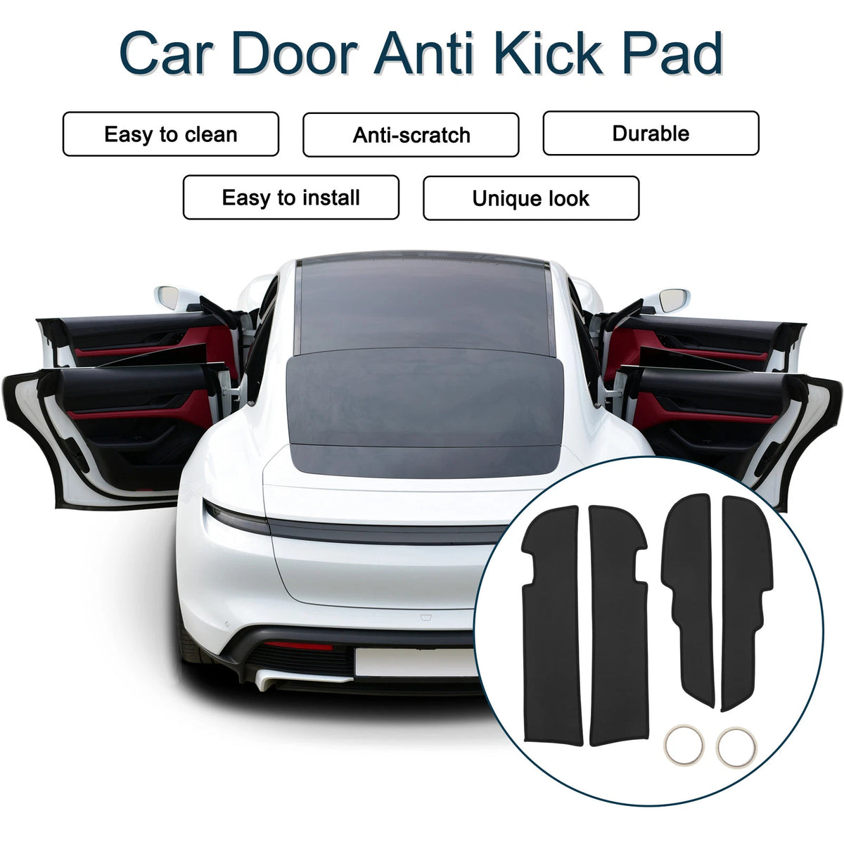 Car Door Anti Kick Pad Sticker Protector for Toyota Prado (2014) - Black