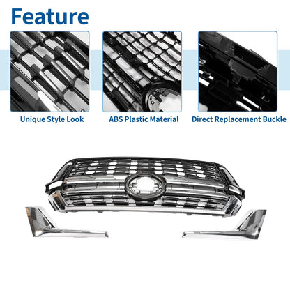 Front Upper Bonnet Bumper Grille for Toyota Land Cruiser LC200 (2016-2020) Black