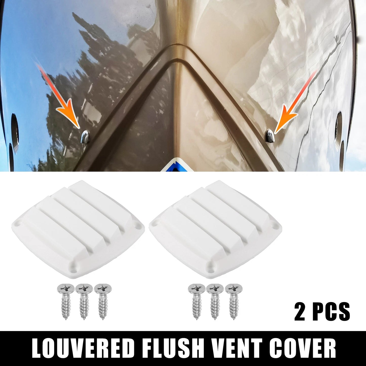2 x Air Exhaust Ventilator Louvered Grille Cover Vent for Boat Marine White