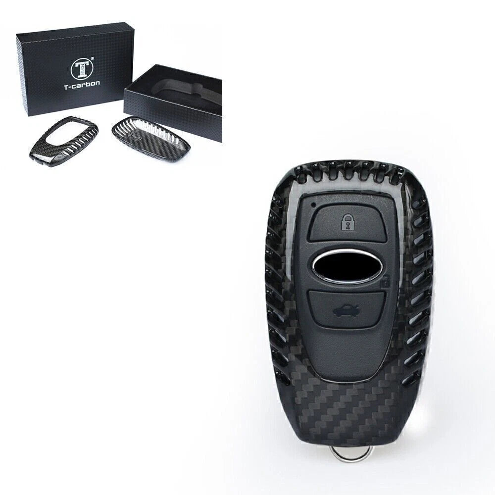 Black Carbon Fiber Key Case Cover for Subaru Legacy XV Forester (2010-2023)