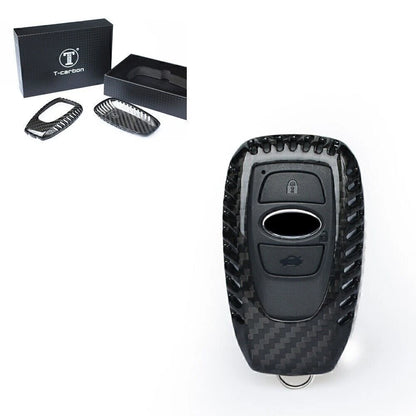 Black Carbon Fiber Key Case Cover for Subaru Legacy XV Forester (2010-2023)