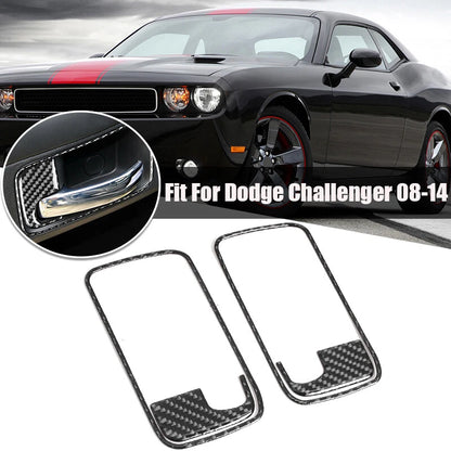 Dry Carbon Fiber Interior Door Handle Bowl Trim for Dodge Challenger (2008-2014)