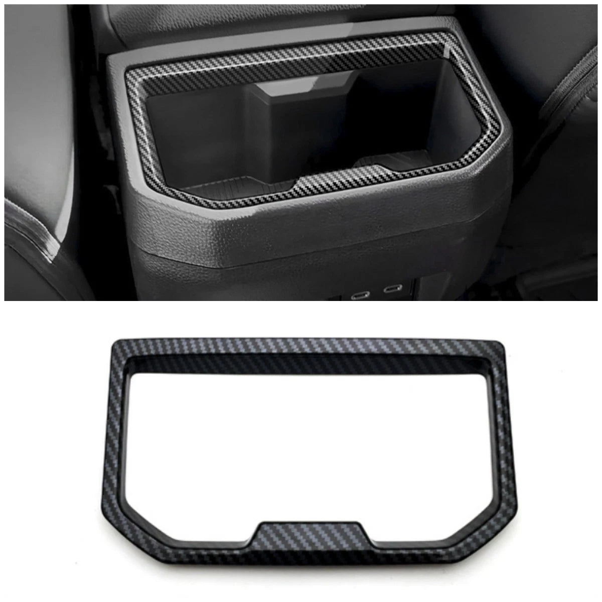 Carbon Fiber Rear Water Cup Holder Frame Cover for 2024-2025 Toyota Tacoma