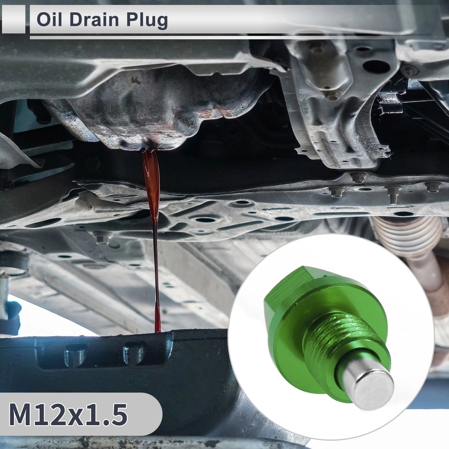Set M12x1.5 Engine Oil Drain Plug with Gasket for Car Motorcycle Boat Green