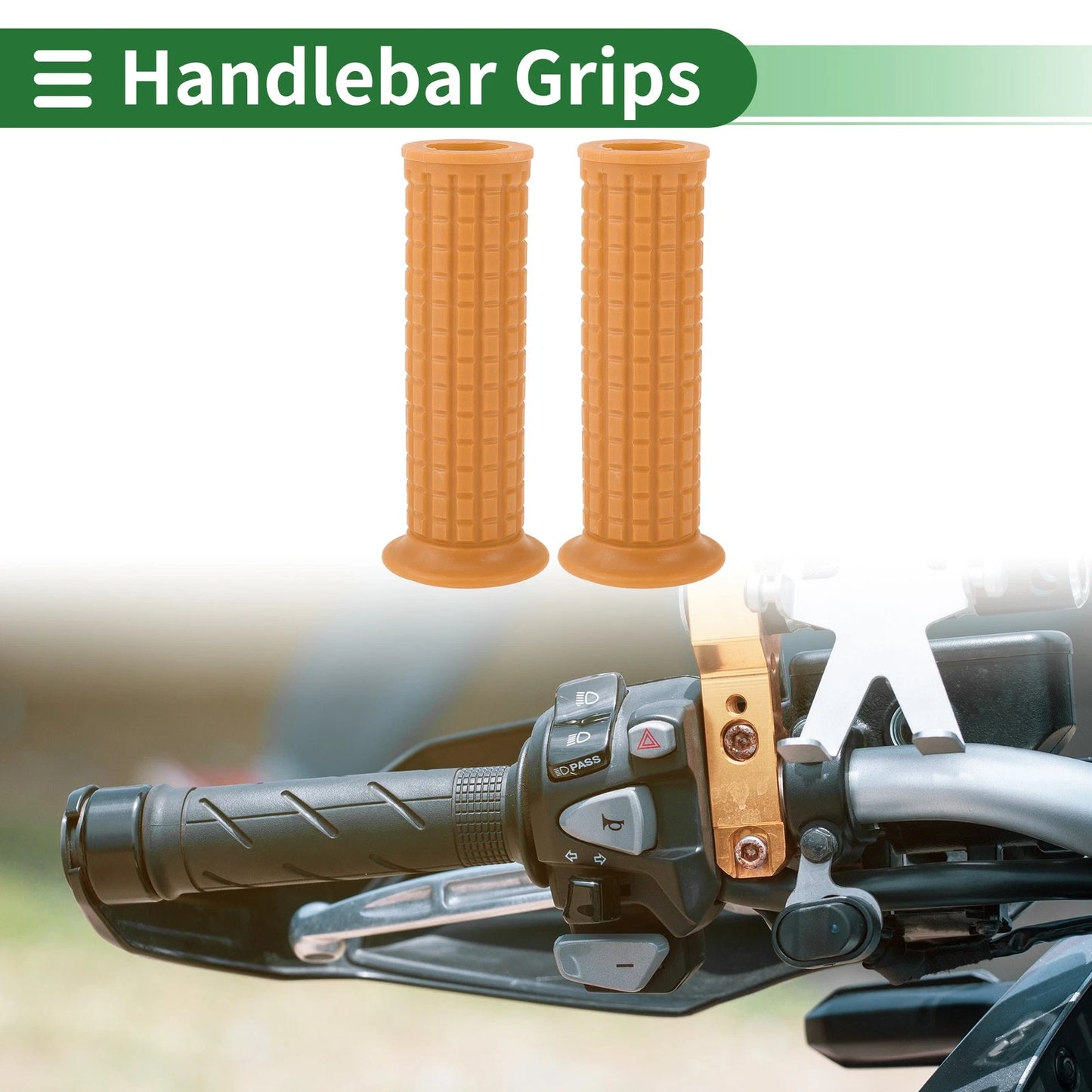 1 x 25mm Hand Grips Cover Handlebar End Grips TPU Brown Yellow for Motorcycle