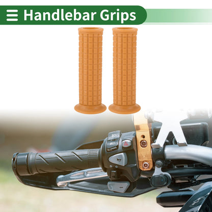 1 x 25mm Hand Grips Cover Handlebar End Grips TPU Brown Yellow for Motorcycle
