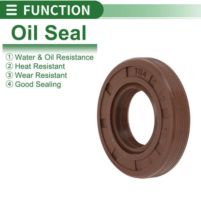 Oil Seal 20x40x8mm FKM Rubber Brown High Pressure 5 Pcs