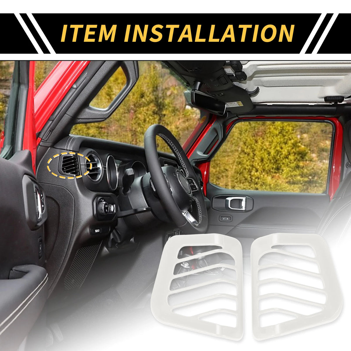 Dashboard Side Air Vent AC Outlet Cover for Jeep Wrangler JL 2018-2024 White
