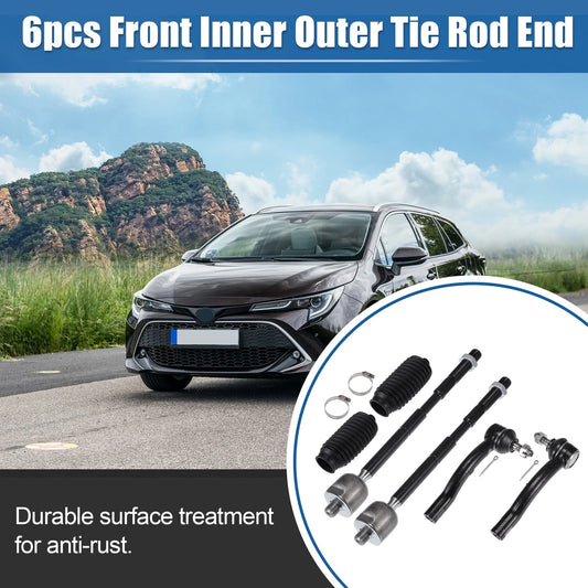 6 x Front Inner Outer Tie Rod End Links Drag Link for Toyota Corolla (03-08)
