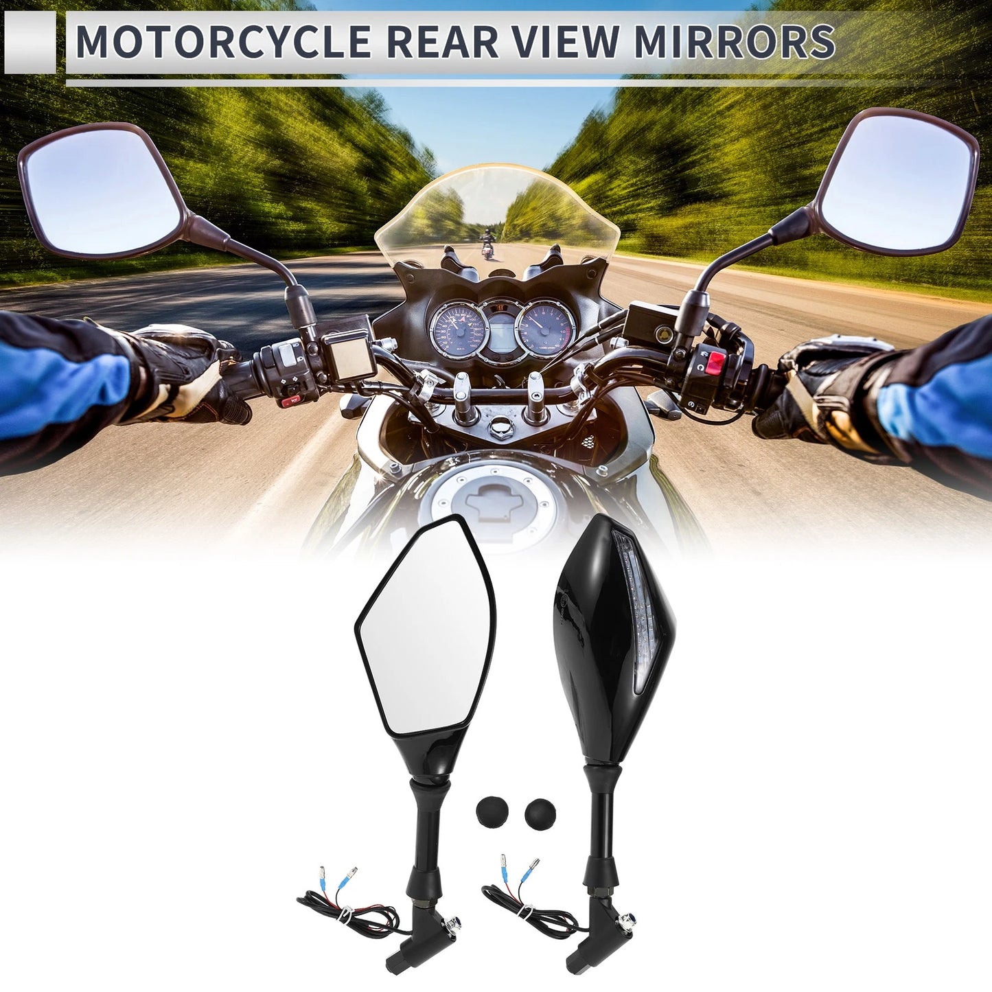 Rear View Mirrors / 1 set / Mirrors Black Iron Plastic for M10 Motorcycle