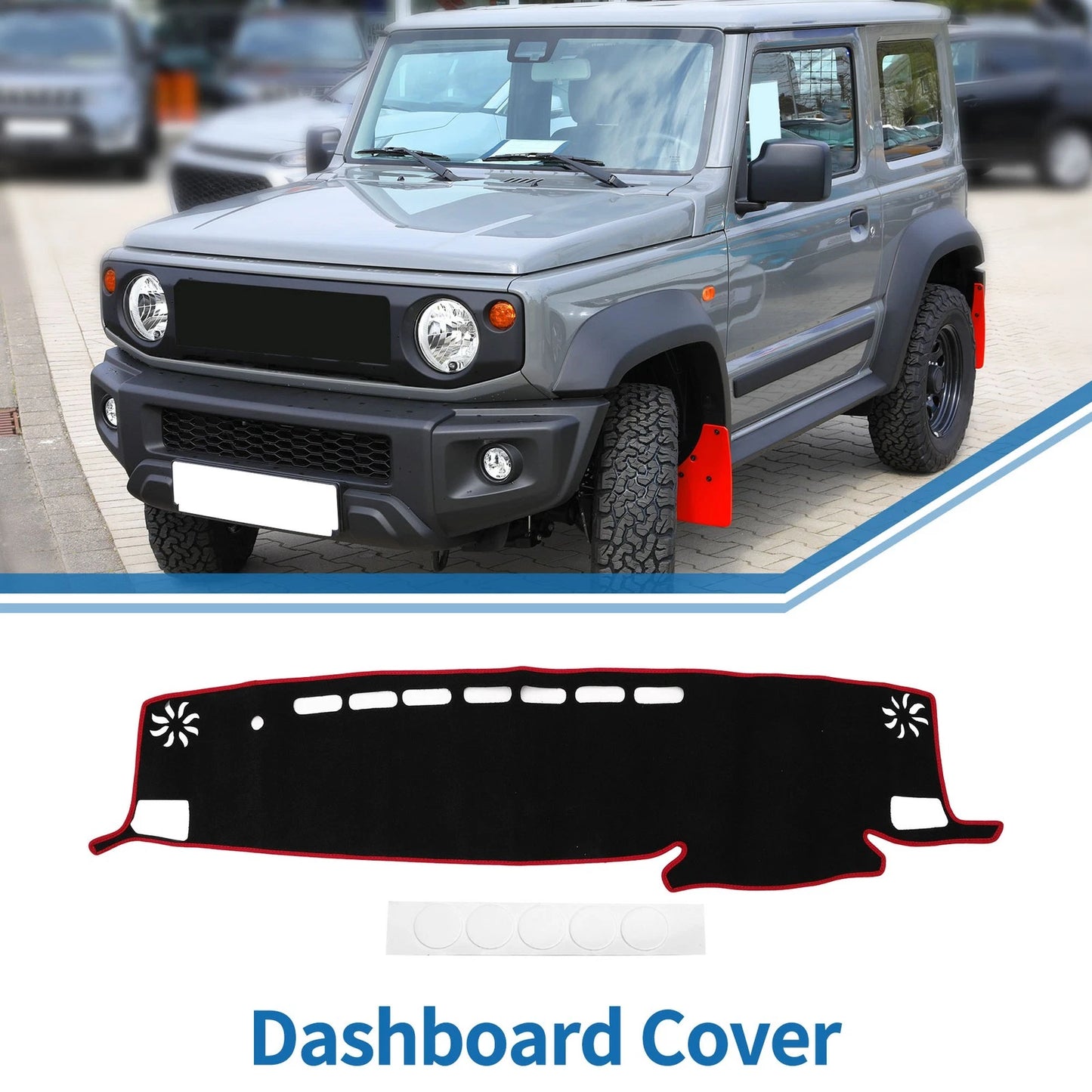 Dashboard Cover Mat for Toyota Highlander 2021-2024 Black Red