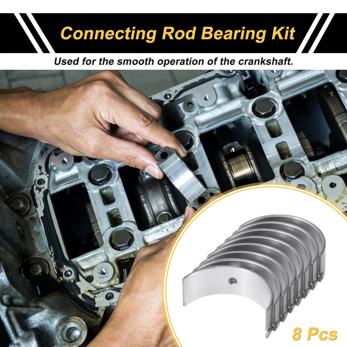 Connecting Rod Bearing Set 8 Pcs for Toyota Corolla (1987–1991)