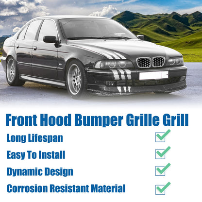 Front Hood Bumper Grille for BMW 525i 530i E39 Chrome Silver Tone (1996-2003)