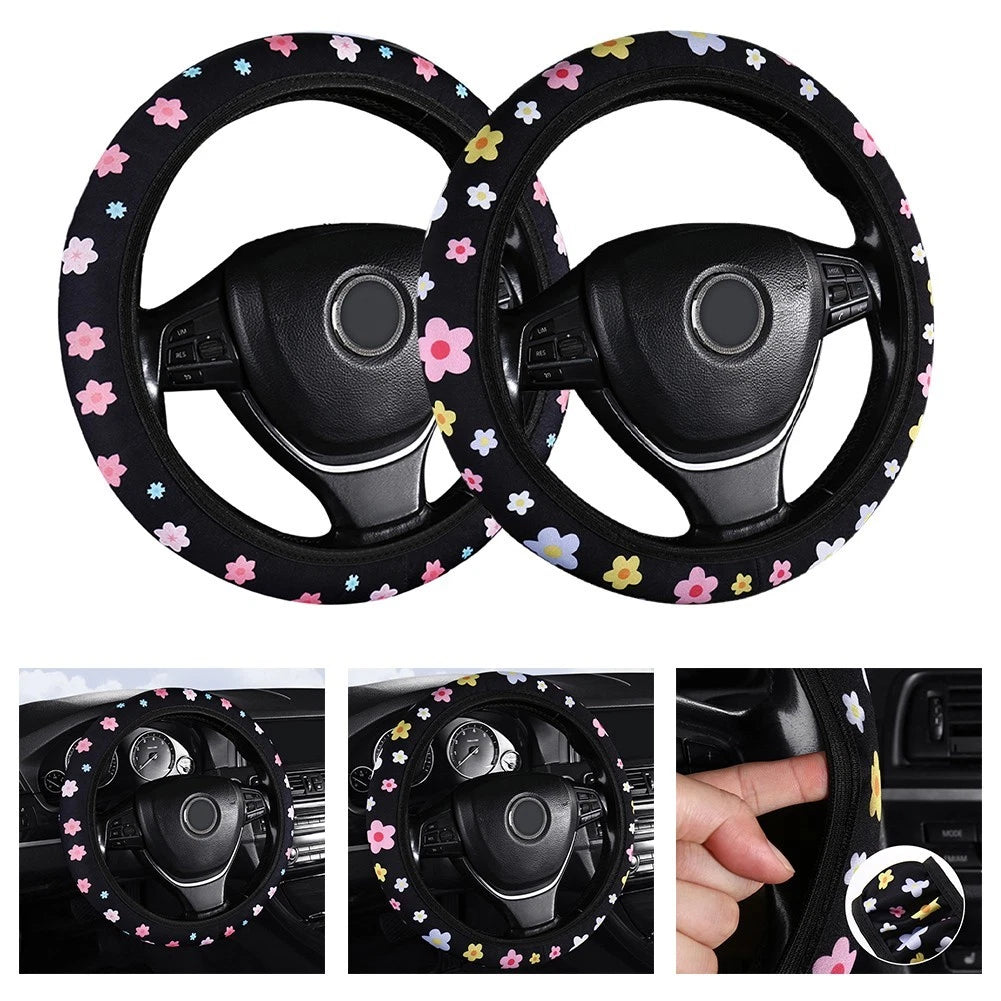 15 Inch Floral Steering Wheel Cover