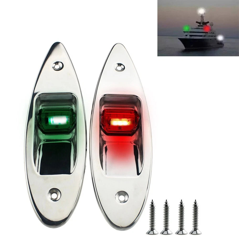 2x Red+Green Marine Boat Navigation LED Side Light Vertical Mount Lamp 12V