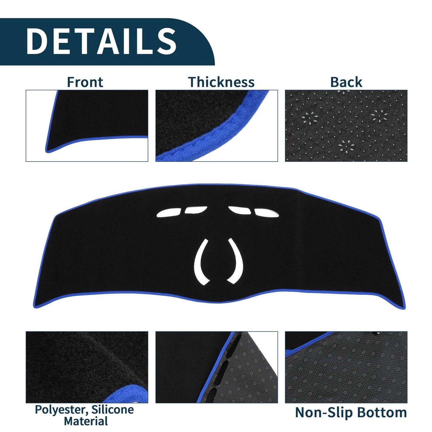 Dashboard Cover Mat for BMW Mini Cooper F55/F56 (2014-2024) Black Blue