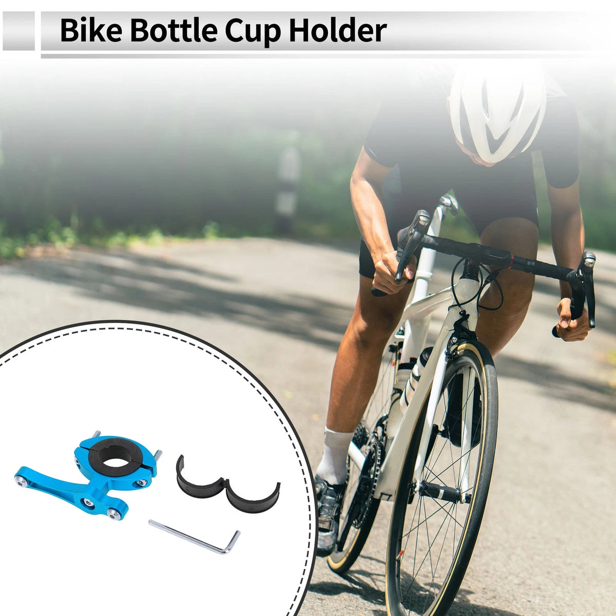 Cup Holder Water Bottle for Motorcycle Bicycle Universal Blue Aluminum Alloy