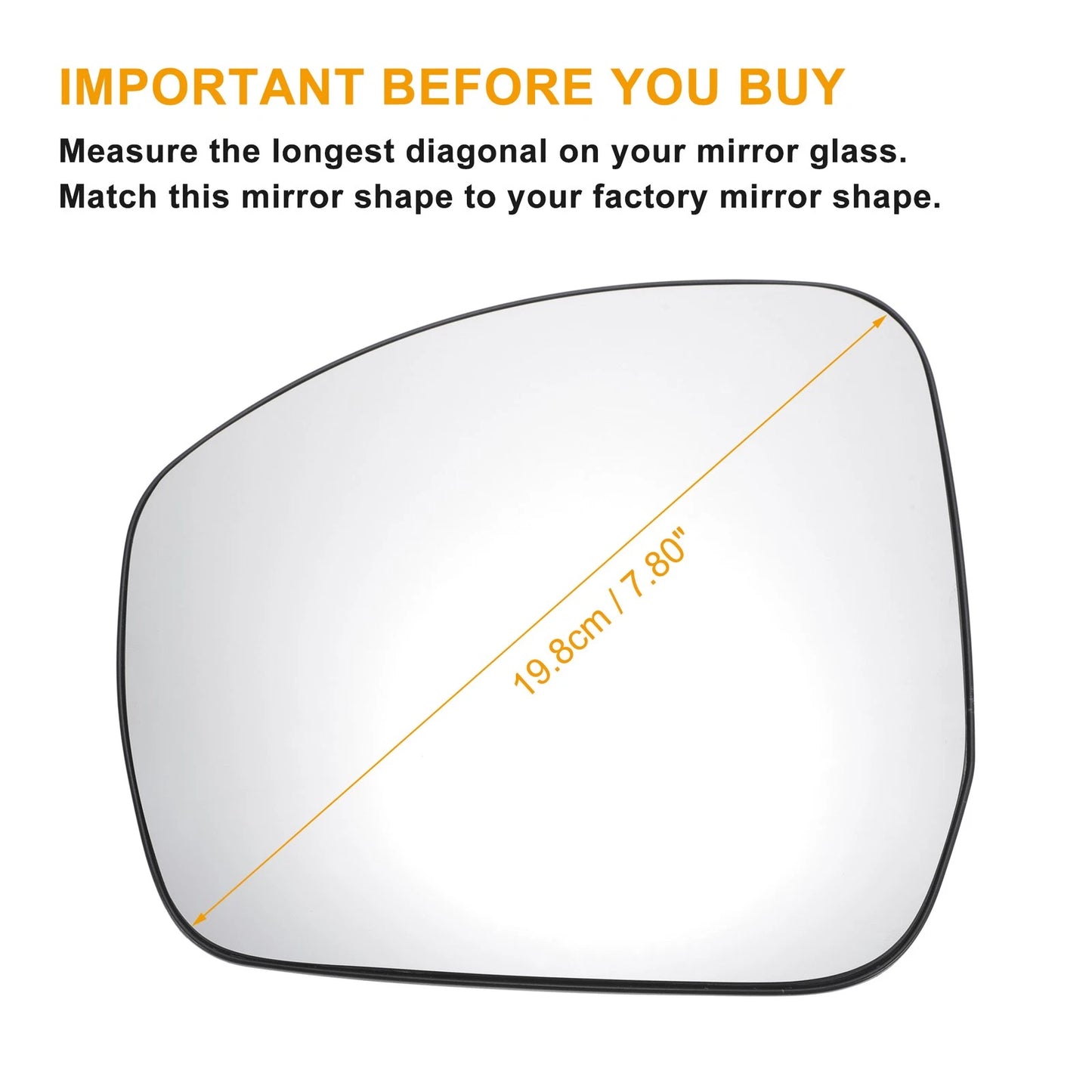 Left Side Heated White Mirror Glass for Land Rover Discovery (2010-2016)
