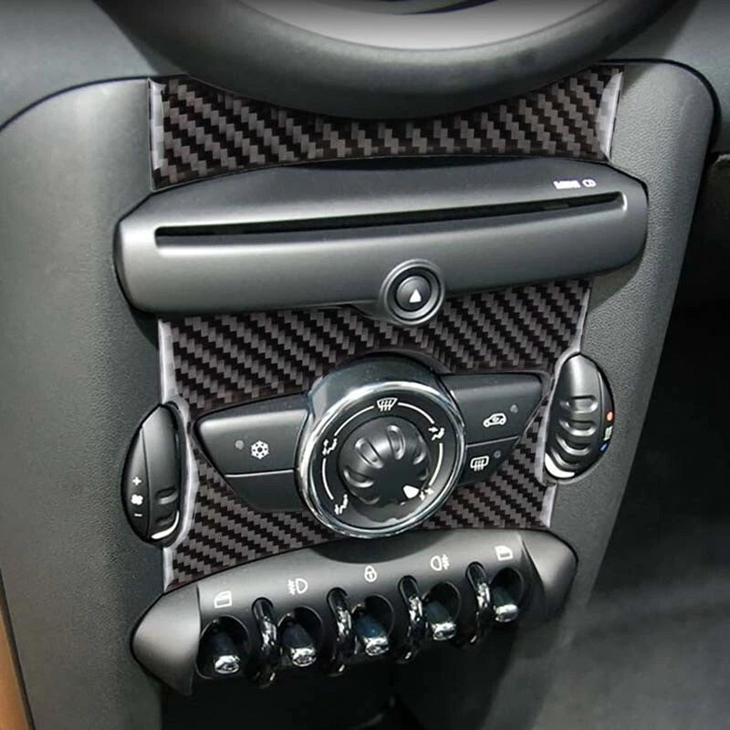 Carbon Fiber AC Knob Button Center Control Trim Fit For Mini Cooper R55 R56 R57