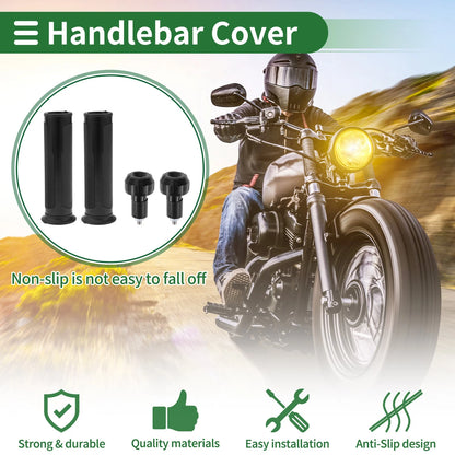 7/8" 22mm Hand Grips Cover for Motorcycle Handlebar Rubber Black