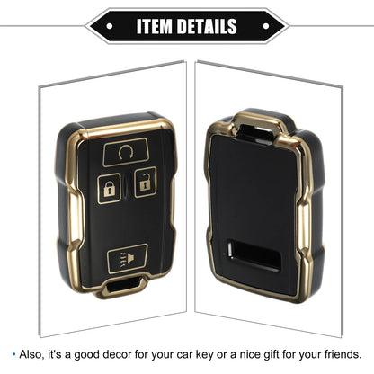 TPU Black 4 x Button Remote Keyless Key Fob Cover for Chevy Suburban & GMC