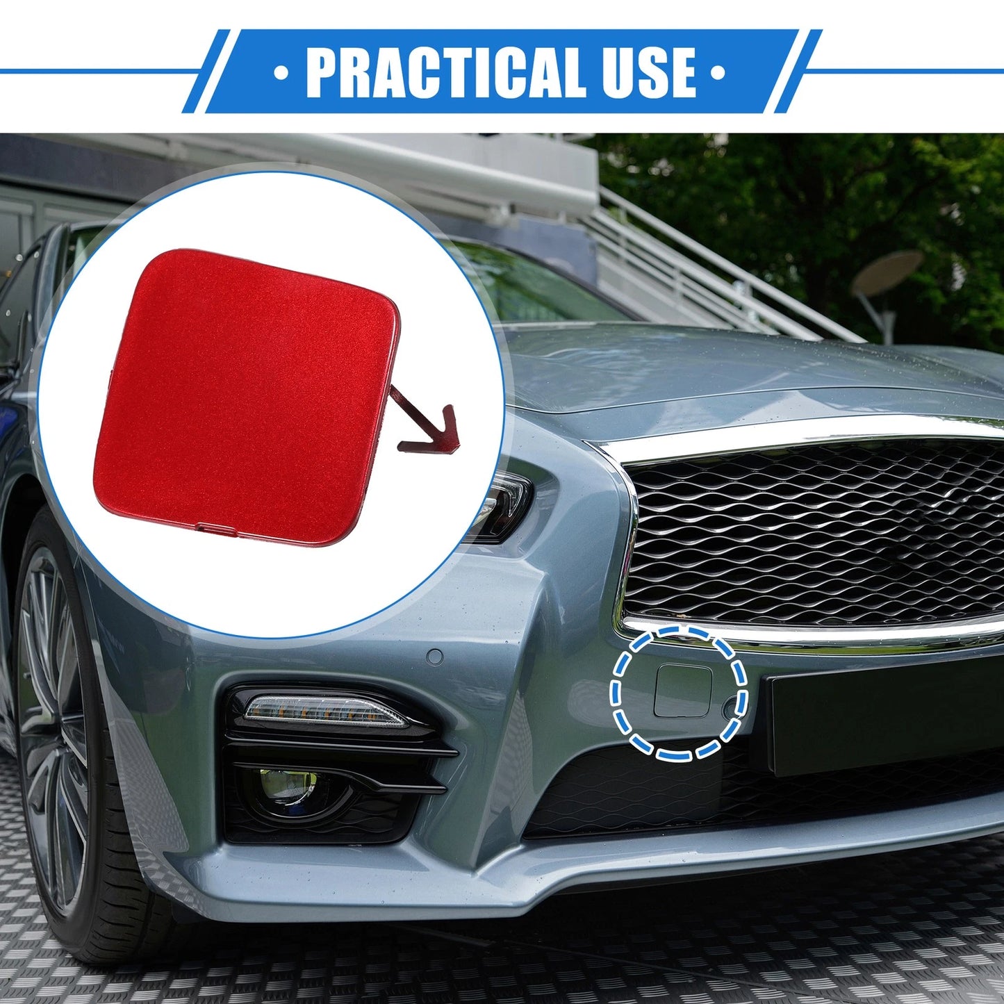 Tow Hook Cover Front Right for Infiniti Q50 (2014 - 2018) Red
