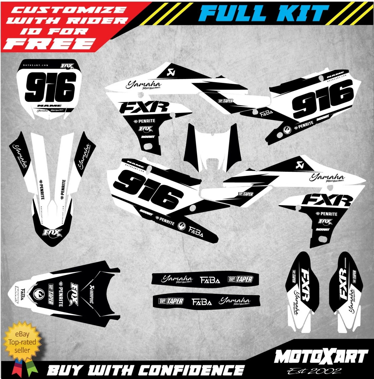 Custom Graphics Kit for Yamaha YZF 250 2019-2023 BURN STYLE Stickers