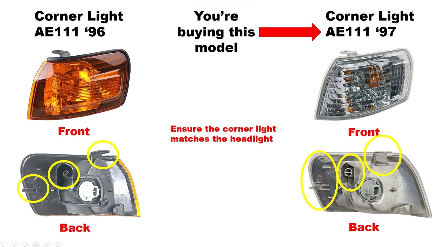 Front Left Corner Light for Toyota Corolla AE110 AE111 (1997-2002)