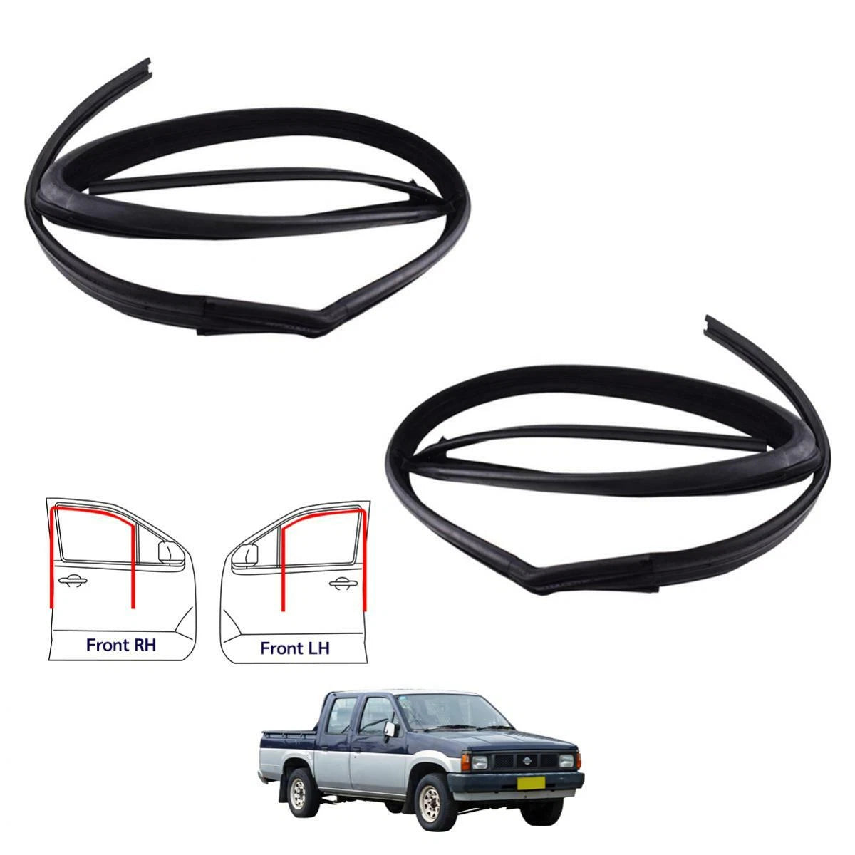 Glass Run Door Channel Rubber Front w Vent Fits Nissan Navara D21 Pickup 1986-96