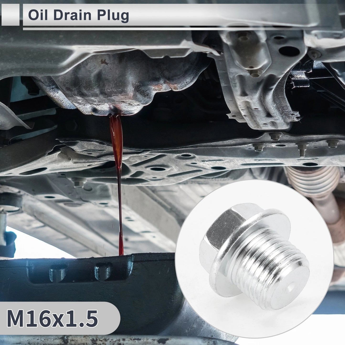 Engine Oil Drain Plug W/ Gasket / M16x1.5 0.85" Height for Car Motorcycle