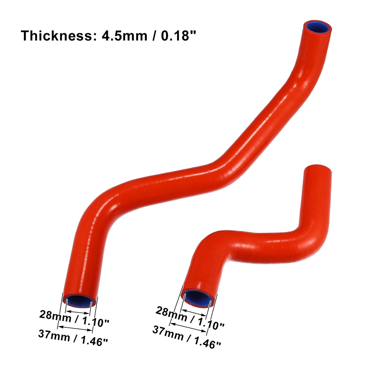 2 x Red Silicone Radiator Coolant Hose Tubes for Toyota Starlet (1989-1995)