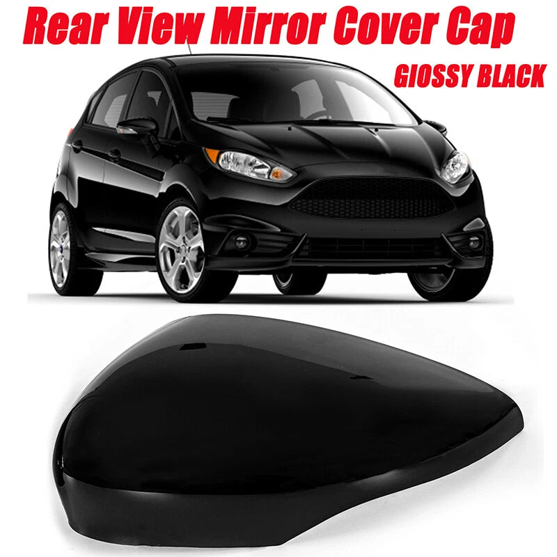 Gloss Black Left Side Rearview Mirror Cover Caps for 2011-2017 Ford Fiesta