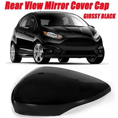 Gloss Black Left Side Rearview Mirror Cover Caps for 2011-2017 Ford Fiesta