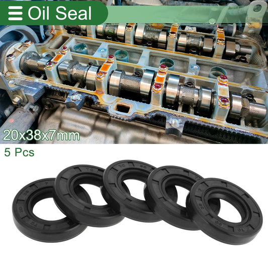 Oil Seal 5 Pcs 20x38x7mm Black NBR Rubber Seal Ring Rotary Shaft for Make Model