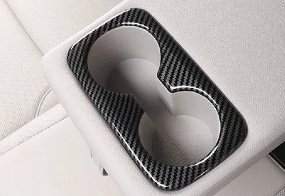 Rear Water Cup Holder Lid Carbon Fiber Cover Trim for Hyundai Tucson (2016-2020)