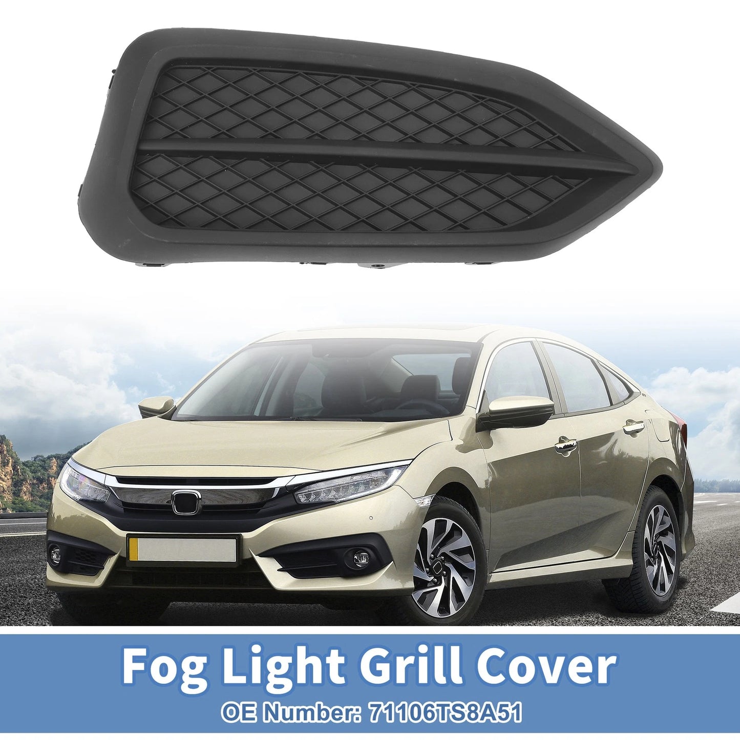Front Right Fog Light Grill for Honda Civic (2014-2015) - 1 x Piece