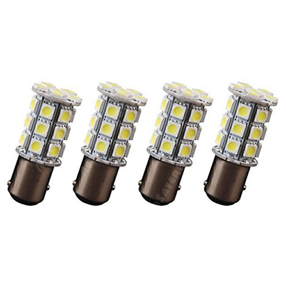 4pcs BA15D 5050 27 SMD Light Blue Cabin Lamp Bulbs for Marine Boat