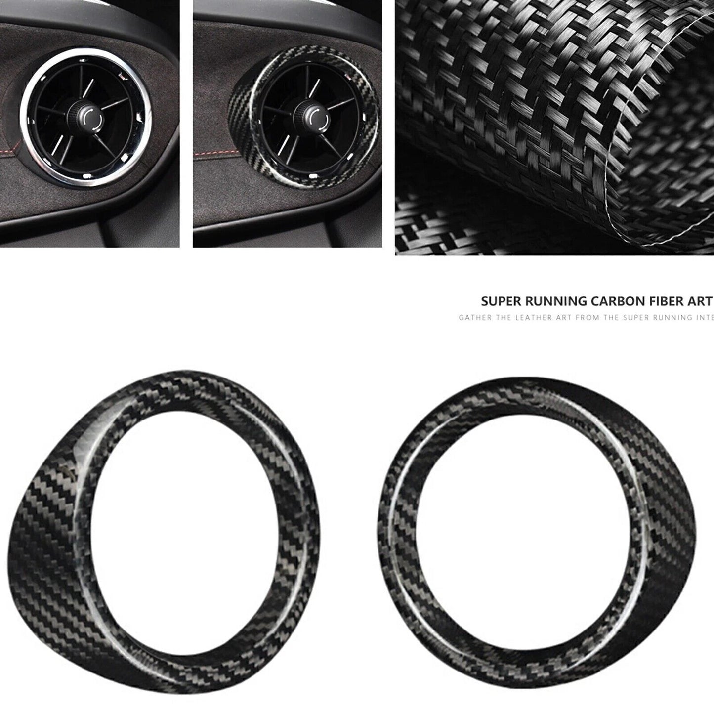 2 x Black Carbon Fiber Air Vent Trim for Chevrolet Camaro (2016-2024)