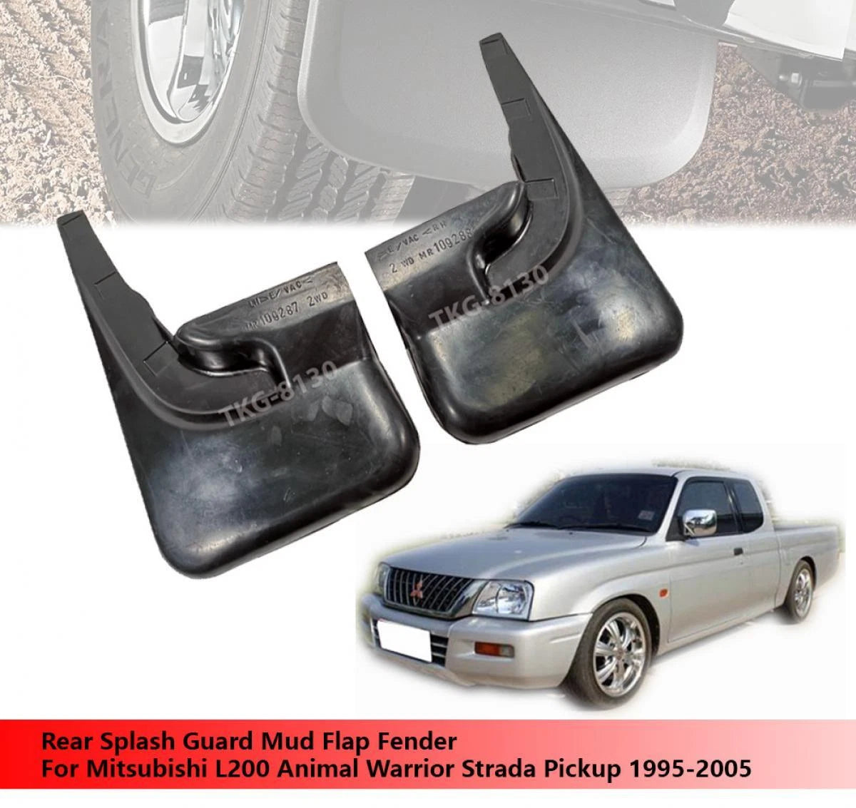 Rear Mud Flaps for Mitsubishi L200 Animal (1995-2005)