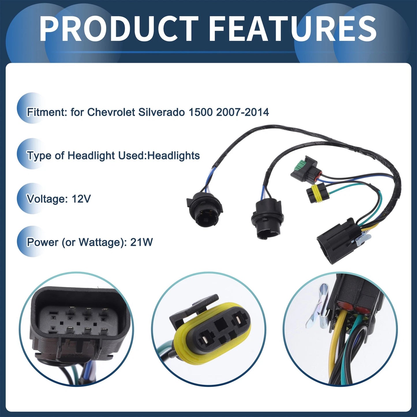 Headlight Wiring Harness for Chevrolet Silverado (1500/2500/3500) (2007-2014)