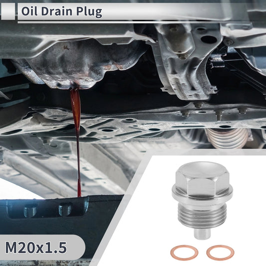 1 x Set M20x1.5 Engine Oil Drain Plug W/Gasket for Car/Motorcycle Silver Tone