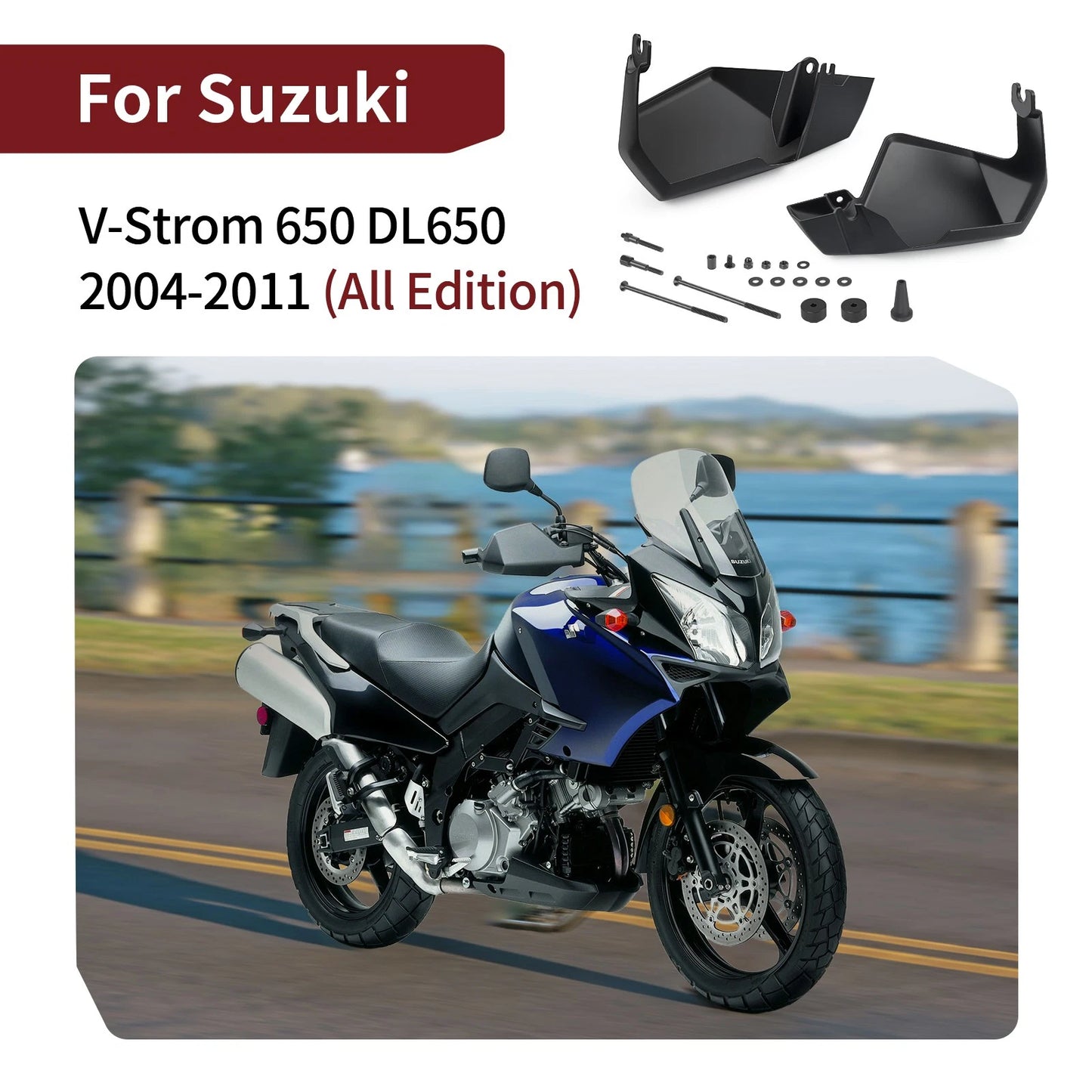 Hand Guard Set for Suzuki V-Strom 650 (2004-2011) Black Brush Rain Guards