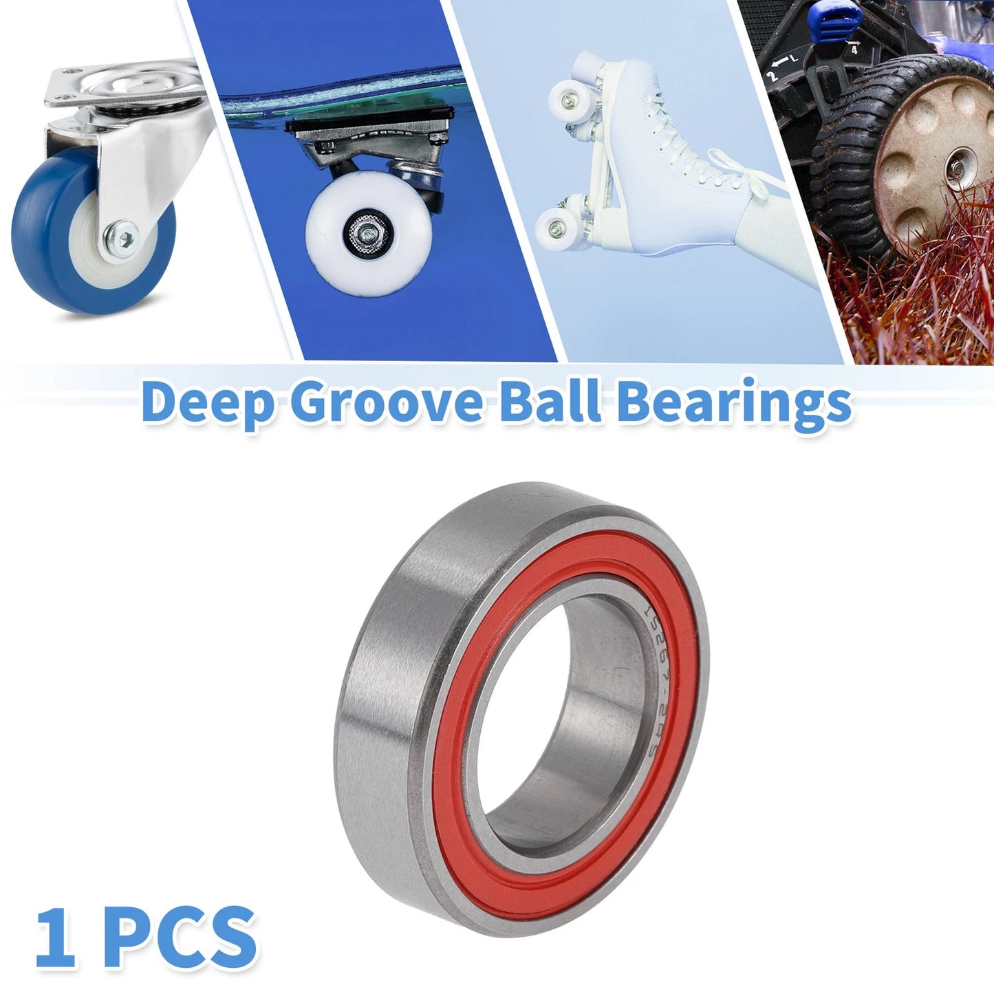 2RS Deep Groove Ball Bearings 15x26x7mm for Scooter Skateboard Wheel