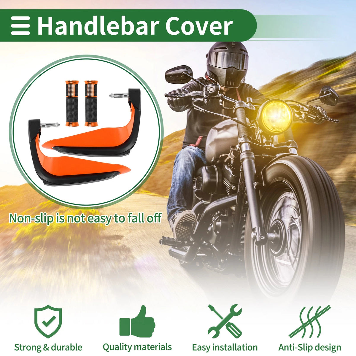 Hand Grips Cover Kit for Motorcycle Aluminum Orange Throttle & Bar